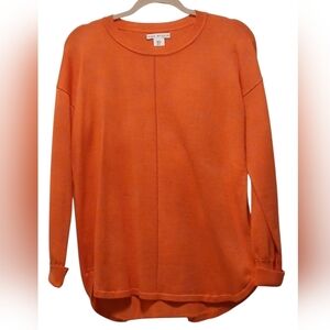 Max Studio -NWOT, Hi-Lo Orange Sweater,Knit Design Going Down The Middle, Size M